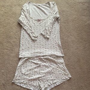 Doen White and Pink Pajama Set Soft Cotton Sleepwear